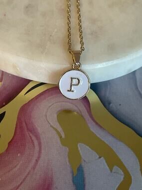 C Letter initial pendant necklace stainless steel